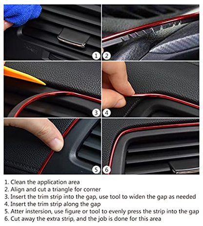 Orange Car Interior Decorative Molding Door Panel Dashboard Gap Trim Strip (40Ft) - size: 40Ft