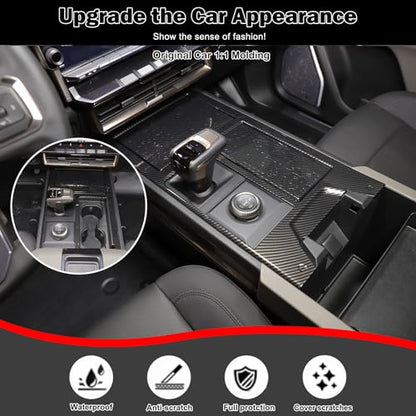 for Hummer EV Accessories Center Console Gear Shift Panel Cover Trim Frame for Hummer EV SUV Truck 2022-2024 2025 Gear Shift Control Anti-Scratch Panel Decorative Sticker (Carbon Fibre Pattern )