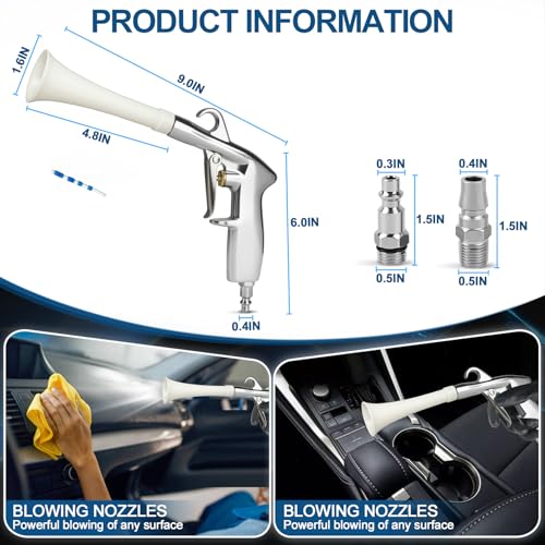 PARAROSE Car Detailing Cleaning Gun,Car Detailing Kit Interior Cleaner,High Pressure Blower Gun,Car Detailing Tools for Car Quickly Blasts Dirt and Dust Works with Air (White) - color: white