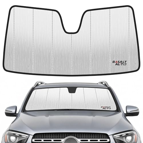 Windshield Sun Shade Compatible for 2020-2025 Benz GLE GLS Silver Reflective Foldable Front Sun Visor Sunshade Protector with Storage Bag Keep Interior Cool - size: 2020-2025-Benz-GLE