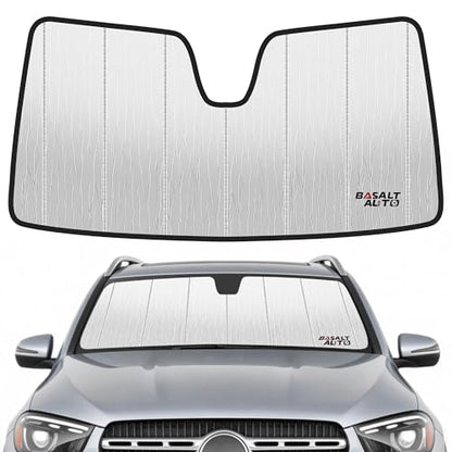 Windshield Sun Shade Compatible for 2020-2025 Benz GLE GLS Silver Reflective Foldable Front Sun Visor Sunshade Protector with Storage Bag Keep Interior Cool - size: 2020-2025-Benz-GLE