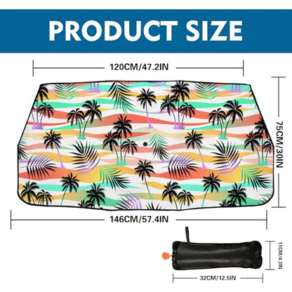 Color Palm Tree Car Windshield Sun Shade Umbrella Car Foldable Umbrella Sunshade for Front Window Universal Car Window Shades Blocks UV Rays Keeps Car Cool - color: Color Palm Tree