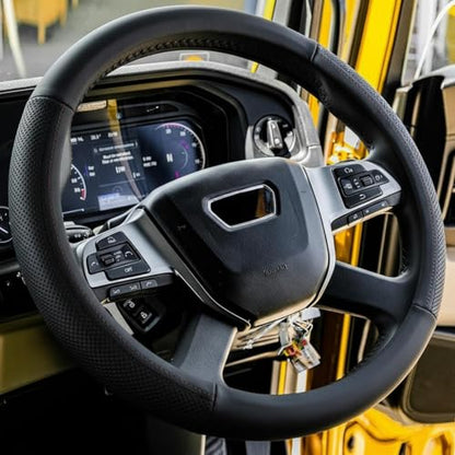 DaisyInner 17.5-18 Inch Truck Steering Wheel Cover Leather Wheel Semi-Truck Comfy Grip Cover Anti-Slip Car Accessory, Fits Rv, Big Rig and Classic Car (Black, Simple Style) - color: Black, size: Leather