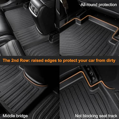 Binmotor-Floor Mats & Cargo Liner for Jeep Grand Cherokee L 2021-2026 (Only for 6 Seater Without Center Console), TPE All Weather Car Mats for Jeep Grand Cherokee L Accessories Custom Fit - style: 11) Car Mats for Jeep Grand Cherokee L 6 Seats(2021-2026)