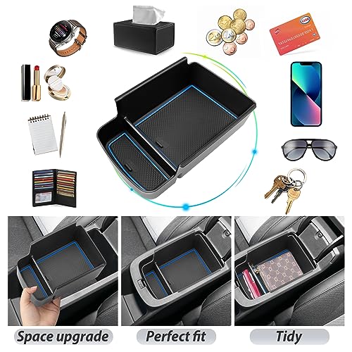 SKTU for 2024 2025 2026 Buick Envista Center Console Organizer 2024 2025 2026 Envista Console Tray 2024 2025 2026 Envista Accessories Armrest Box Envista Tray with Sunglasses Holder (Blue) - color: 2024-2026 Envista Blue