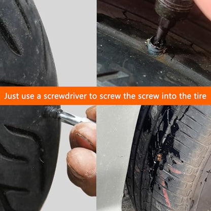 Tire Repair Rubber Nail Tire Repair Nail Tire Repair Rubber Screws Fast Tool Self-Service Suitable for Car Motorcycle Jeep Tire Puncture Repair - color: 40Pcs+30ml glue+screwdriver