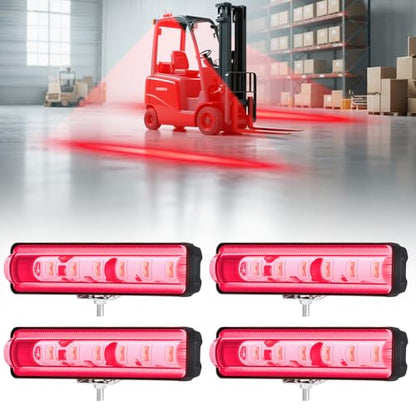 LED Forklift Safety Light Red for AGV Automated Guided Vehicle, Forklift Truck, Industrial Lift, Warehouse Safety, IP67 Waterproof, Aluminum Housing (4PCS) - size: 4PCS