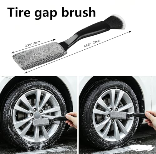 Automobile Wheel Cleaning Brushes Set, Ultra Soft Boars Hair Car Brushes, Car Cleaning Supplies Kit, Car Dust Brush, Car Accessories for Truck, SUV