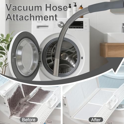 Upgraded Dryer Vent Cleaner: Universal Vacuum Hose Kit Attachment for Lint Removal Fits All Vacuums Cleaner Dryer Cleaning Tools for Clogged Ducts (Grey) - color: Gray