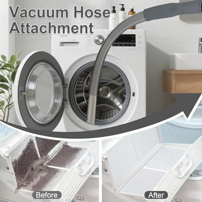 Upgraded Dryer Vent Cleaner: Universal Vacuum Hose Kit Attachment for Lint Removal Fits All Vacuums Cleaner Dryer Cleaning Tools for Clogged Ducts (Grey) - color: Gray