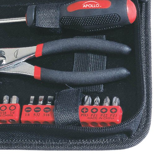 Apollo Tools 56 Piece Compact SAE Auto Tool Set in Zippered Case, Small Mechanic Tool Set for Car Emergency, Motorcycle Repair on the Road, Great for Travel Tool Needs - Red - DT9774 (Pack of 6) - size: 56 Piece (Pack of 6), style: SAE