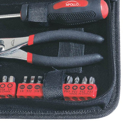 Apollo Tools 56 Piece Compact SAE Auto Tool Set in Zippered Case, Small Mechanic Tool Set for Car Emergency, Motorcycle Repair on the Road, Great for Travel Tool Needs - Red - DT9774 (Pack of 6) - size: 56 Piece (Pack of 6), style: SAE