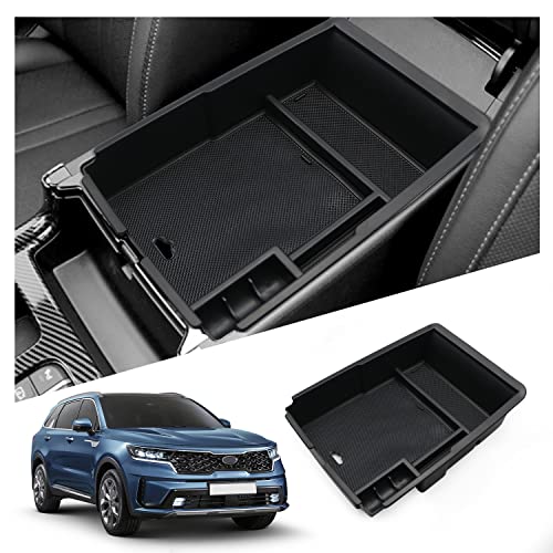 Ruiya 2026 Sorento Center Console Organizer for 2026 Kia Sorento Accessories ABS Material Armrest Console Organizer Compatible with 2021-2026 Kia Sorento LX/S/EX/SX/SX Prestige - color: 2021+ Kia Sorento:Black
