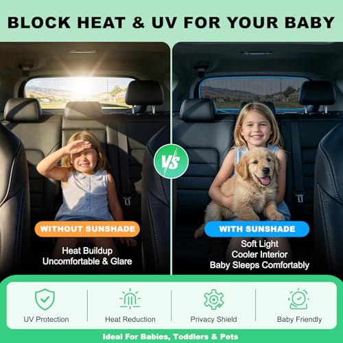 Rear Window Sun Shade for 2015-2020 F150, Custom Fit Back Windshield Shade, Breathable Mesh UV Protection Heat Reduction for Baby & Passengers, Clear Rear View, Easy Clip-On Install - size: F150(2015-2020)-Rear Windshield