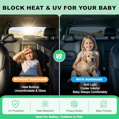 Rear Window Sun Shade for 2015-2020 F150, Custom Fit Back Windshield Shade, Breathable Mesh UV Protection Heat Reduction for Baby & Passengers, Clear Rear View, Easy Clip-On Install - size: F150(2015-2020)-Rear Windshield
