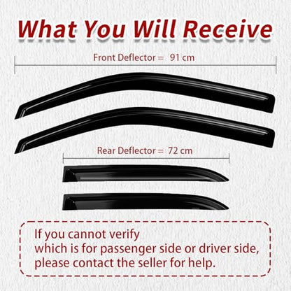 4PC Rain Guards for 2009-2013 Ford F150 Crew Cab Window Visors for 09-13 F150 Pickup Deflectors Sun Shades Vent Tape On Out Channel - size: 09-14 Ford F150 Super Crew Cab