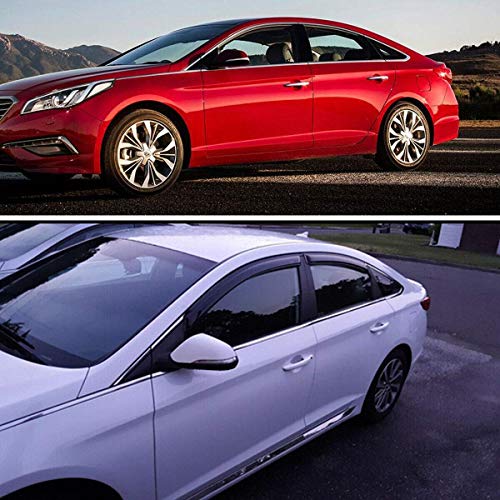 Lightronic Extra Durable Outside-Mount Auto Vent Window Visor, Fits 2015-2019 Hyundai Sonata, UV Protection Rain Guard, Original Wind Deflector, No-Drill Easy Install, Dark Smoke, 4-Pcs