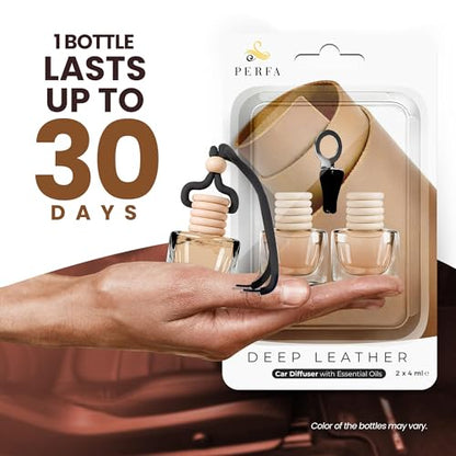 Leather Musk Car Air Freshener | Hanging Car Freshener with Vent Clip | New Car Fragrance, Slow-Release Aroma Technology, Adjustable Scent Intensity | Premium Interior Accessories by Perfa