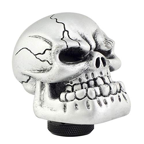 Silver Skull Manual Automatic Gear Shift Knobs - color: Silver