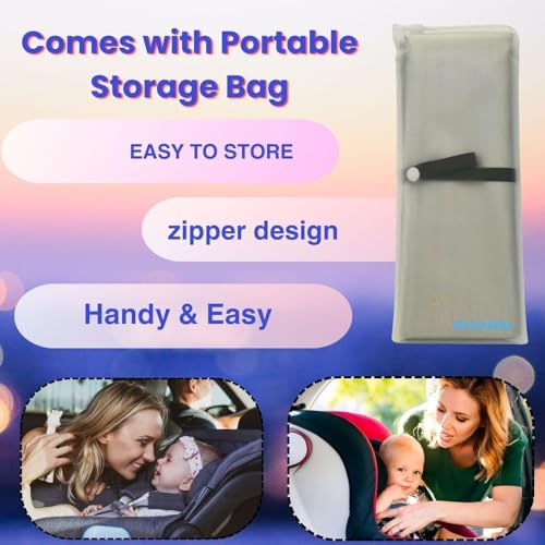 VisionKids Baby Car Seat Sun Shade Cover with Free Storage Bag Included | Infant Car Seat Heat Protector | UV Protection Cooler Cover | Keeps Toddler Seat Cool in Baby Car | Travel Accessories Silver