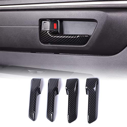 Aunginsy Inner Door Handle Protector Cover Compatible with Toyota Tundra/Sequoia 2022-2025 Tacoma 2024+ & 4Runner 2025+ Car Interior Front Rear Door Handle Panel Trim Frame Decorative ABS Accessories - color: Carbon Fiber Pattern