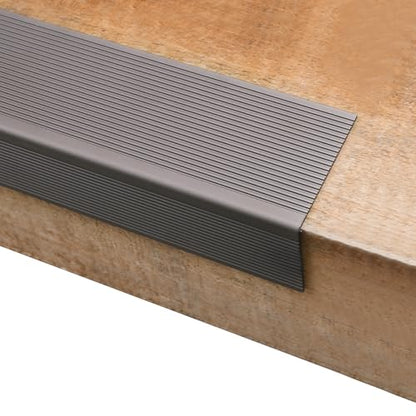 Non Slip Stair Nosing, Window Sill Nosing Plate, Staircase Ledge Guard, 10 Pieces Stair Edge Protector for Wood Stairs/Walking Surface, 1.5"X 2" Aluminum Tread, 48inch Long, Coffee - color: coffee
