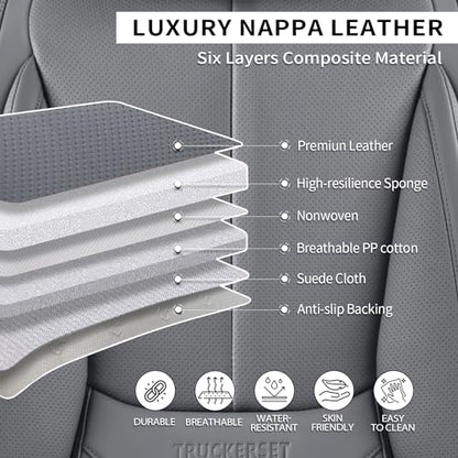 Car Seat Covers Full Set,Leather Waterproof Car Seat Cover,Airbag Compatible,Breathable Design,Suitable for Car,Truck,SUV 5 Pack (Grey) - color: Grey, size: 5 Pack