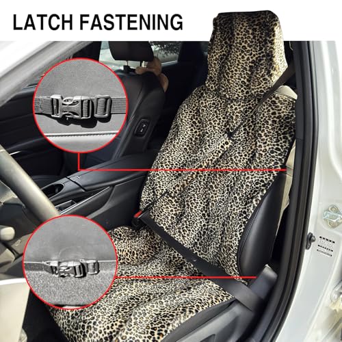 Universal Cloth Car Seat Covers Full Set with Buckle Fastening, Water-Resistant Fabric Auto Interior Protector – Fits Most Cars, SUVs, Trucks (Leopard) - style: leopard