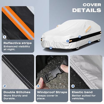 10 Layers Car Cover Custom Fit for Mazda 3 Sedan (2006-2026), Waterproof All Weather for Automobiles, Outdoor Full Cover Sun Dust Rain Protection with Cotton. Silver - size: Custom Fit for Mazda 3