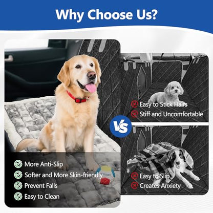 Thickened Dog Bed for Car Back Seat, Upgraded Bottom Non-Slip，Fits Hard Bottom car seat Cover for Dogs, Premium Mixed Color ，Dog Car Seat Cover - color: Grey-white