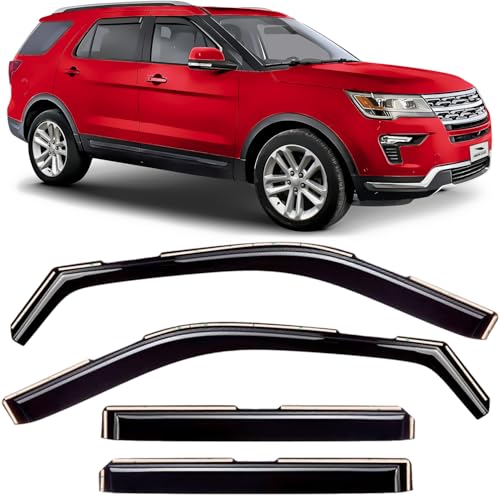 Voron Glass in-Channel Extra Durable Rain Guards for Ford Explorer 2011-2019, Window Deflectors, Vent Window Visors, 4 Pieces - 220116