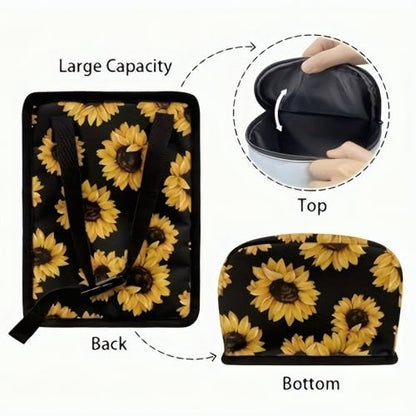 Road Trip Trash Can – Leakproof 5L Collapsible Car Garbage Bin with Lid & Pockets | SUV, Truck & Vehicle Organizer (Romantic Sunflowers)