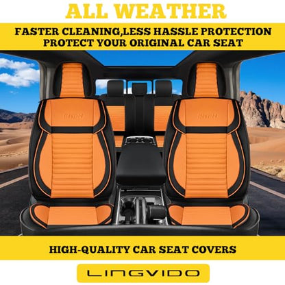 LINGVIDO Car Seat Covers, Breathable and Waterproof Faux Leather Automotive Seat Covers for Cars SUV Truck Sedan,Universal Anti-Slip Seat Cover with Backrest (Front Seat, Brown & Black) - color: Brown-Black, size: Front