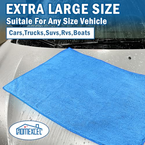 HOMEXCEL Car Drying Towels, 2 Pack Professional Microfiber Towels for Cars, Scratch-Free, Highly Absorbent Drying Towel for Cars, SUVs, RVs, Trucks, and Boats, 31 x 24 inch, Blue - color: Blue