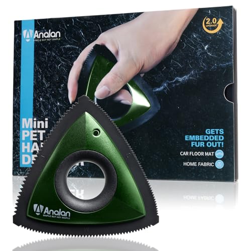 Analan Mini Pet Hair Remover for Car Detailing Supplies, Carpet Dog Hair Remover for Car Interior, Triangle Dog Hair Remover for Auto Detailing, Couch, Furniture, Lint, Carpet(Green) - color: Forest Green