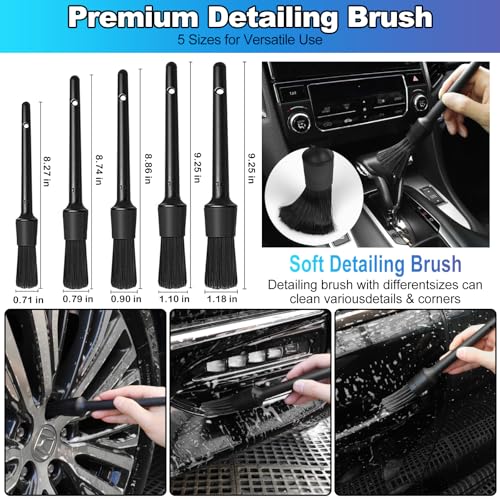 Car Cleaning Kit, Car Detailing Kit with Car Vacuum 8000PA High Suction, Car Interior Cleaning Supplies with Detailing Brushes, Windshield Cleaner Tool, Car Accessories for Men & Women