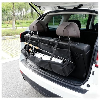 Car Trunk Organizer Hanging Bag, Waterproof Backseat Storage for SUV Jeep Truck Minivan, Black, 35.4 x 11.2 Inches, Foldable - color: black