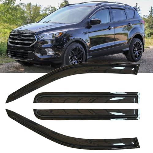 Original Shatterproof 4pcs Window Shade, Outside Mount Tape-On Rain Guards Set, Side Window Visors Vent Deflectors Compatible with 2013-2019 Ford Escape 94383 - size: For 2013-2019 Ford Escape