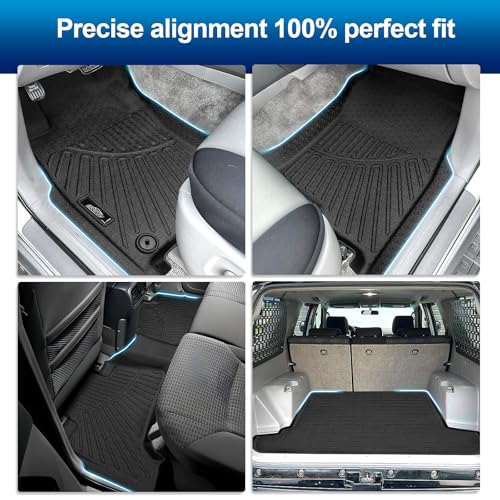 PELEUS Floor Mats for Toyota 4Runner 2003-2009 (4th Gen), All Weather Custom Fit Car Mats & Cargo Liner Set, Odorless TPE Heavy Duty Protection Accessories, Black (Only 5-Seat Models) - style: For Toyota 4runner 2003-2009