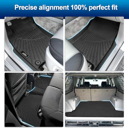PELEUS Floor Mats for Toyota 4Runner 2003-2009 (4th Gen), All Weather Custom Fit Car Mats & Cargo Liner Set, Odorless TPE Heavy Duty Protection Accessories, Black (Only 5-Seat Models) - style: For Toyota 4runner 2003-2009