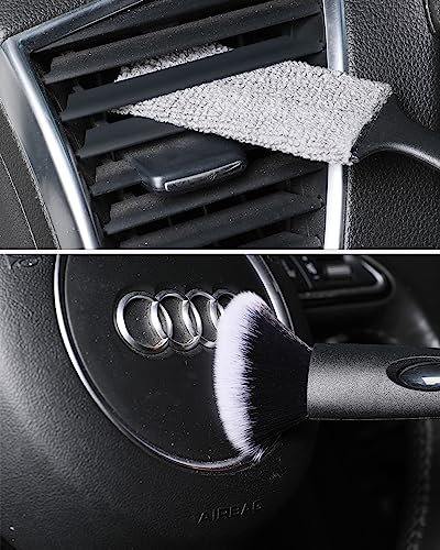 Car Detailing Brush Set, 4 PCS Soft Boars Hair Auto Interior Cleaning Detail Brushes, Perfect for Safely Cleaning Emblem Air Vent, Leather Seats, Washing Wheels, Tires, Engine Bay, Car Detailing Kit - size: boars hair