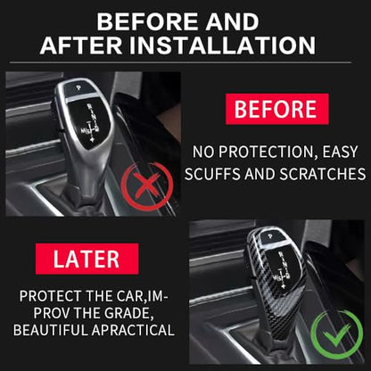 Car Gear Shift Knob Cover Carbon Fiber Grain Accessories for BMW F06 F07 F10 F20 F22 F30 F32 F34 X3 X4 X5 X6 Interior Trim Protector 1 2 3 4 5 Series GT(2010-2019) - size: BMW-1PCS