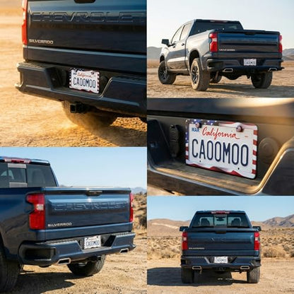 American Flag License Plate Frame - 2 Pack Stainless Steel License Plate Frames with Screw Caps (Classic) - style: Classic