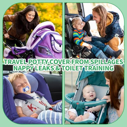 2 Pack Dinosaur Car Seat Protector for Potty Training Waterproof Piddle Pad Cover from Spillages Nappy Leaks Toilet Training Anti Slip Backing Strollers Carseat Liner for Toddlers Babies Summer - style: Dinosaur