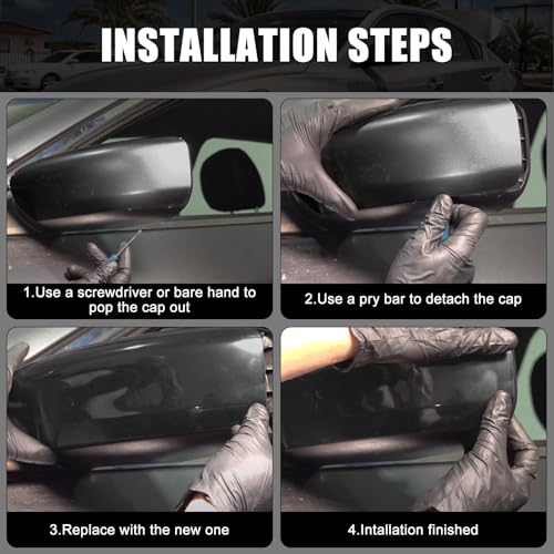 Glossy Black Right Passenger Side Mirror Cover Cap Housing Compatible with 2015 2016 2017 Toyota Camry without Turn Signal Model