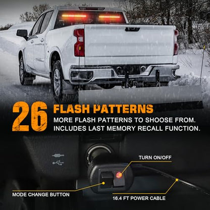 XRIDONSEN 2 in 1 Amber Red Traffic Advisor Light Bar 144 LED Warning Safety Interior Front/Rear Emergency Dash Windshield Strobe Lights for Firefighter Construction Vehicles Trucks Car (2x17.7 inch) - color: Amber/Red