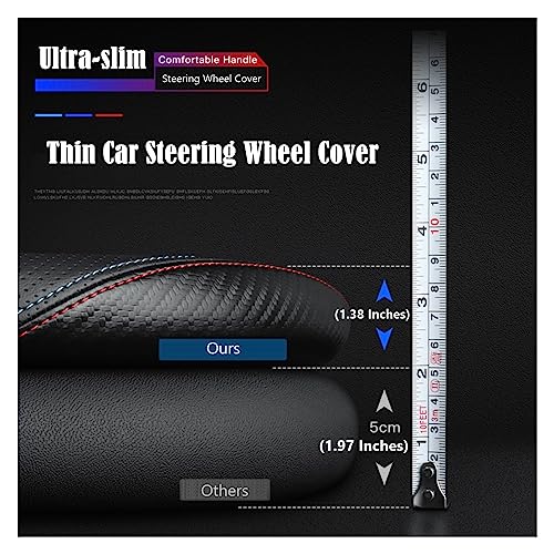 Black Car Steering Wheel Cover Compatible with Honda, Nappa Premium Leather Carbon Fiber Texture Automotive Steering Wheel Cover Fits Honda Accord, Civic, CRV, Fit, Odyssey, Pilot - size: Standard (For 14.5-15 Inch Steering Wheel)