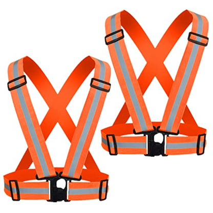 Reflective Vest, High Visibility Safety Vest Straps Reflective Gear for Night Running Walking Cycling for Men Women Kids - color: 2 Orange