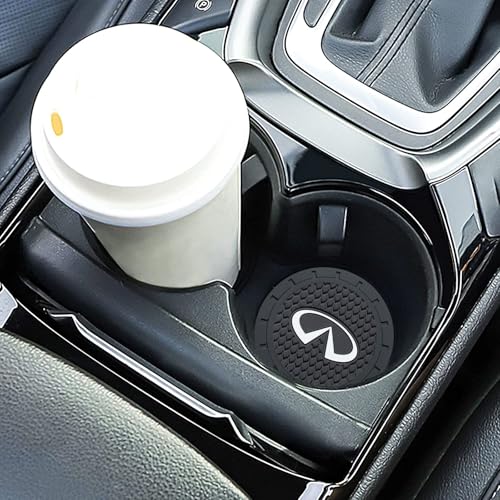 Car Cup Holder Coaster for Infiniti Q50 FX35 FX37 F50 QX70 QX60 EX35 Logo Recessed Silicone Cupholder Coaster Interior Accessories 2.75in 3Pieces - color: Black-02
