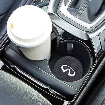 Car Cup Holder Coaster for Infiniti Q50 FX35 FX37 F50 QX70 QX60 EX35 Logo Recessed Silicone Cupholder Coaster Interior Accessories 2.75in 3Pieces - color: Black-02